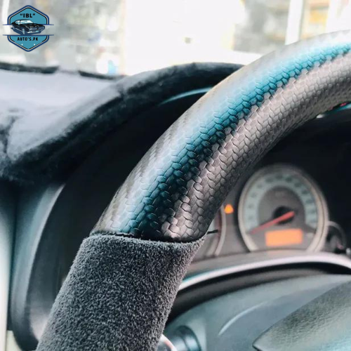 Alcantara With Black Carbon Fiber Steering Wheel Cover