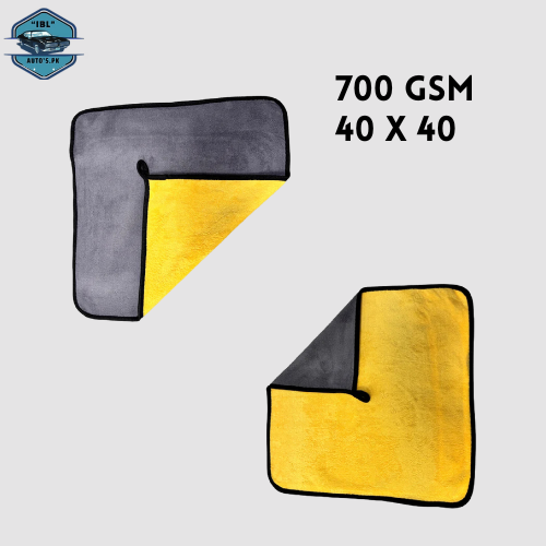 IBL Microfiber Cloth - 40X40CM - 700GSM - YELLOW & GREY - TOP QUALITY