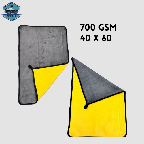 IBL Microfiber Cloth - 40X60CM - 700GSM - YELLOW & GREY - TOP QUALITY