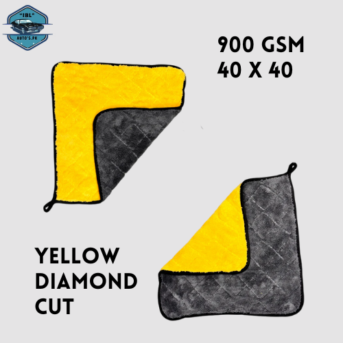 IBL Microfiber Diamond - 40X40CM - 900GSM - YELLOW & GREY - TOP QUALITY